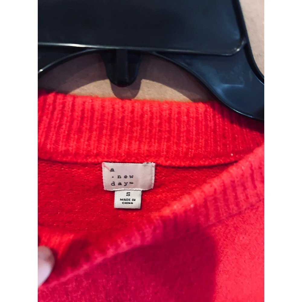 A New Day Sweater Weather Graphic Pullover Womens S Red Pink Excellent Knit - Picture 4 of 5